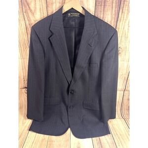 Brooks Brothers Men Blazer Sport Coat 42R Dark Gray Pinstriped 100% Pure Wool